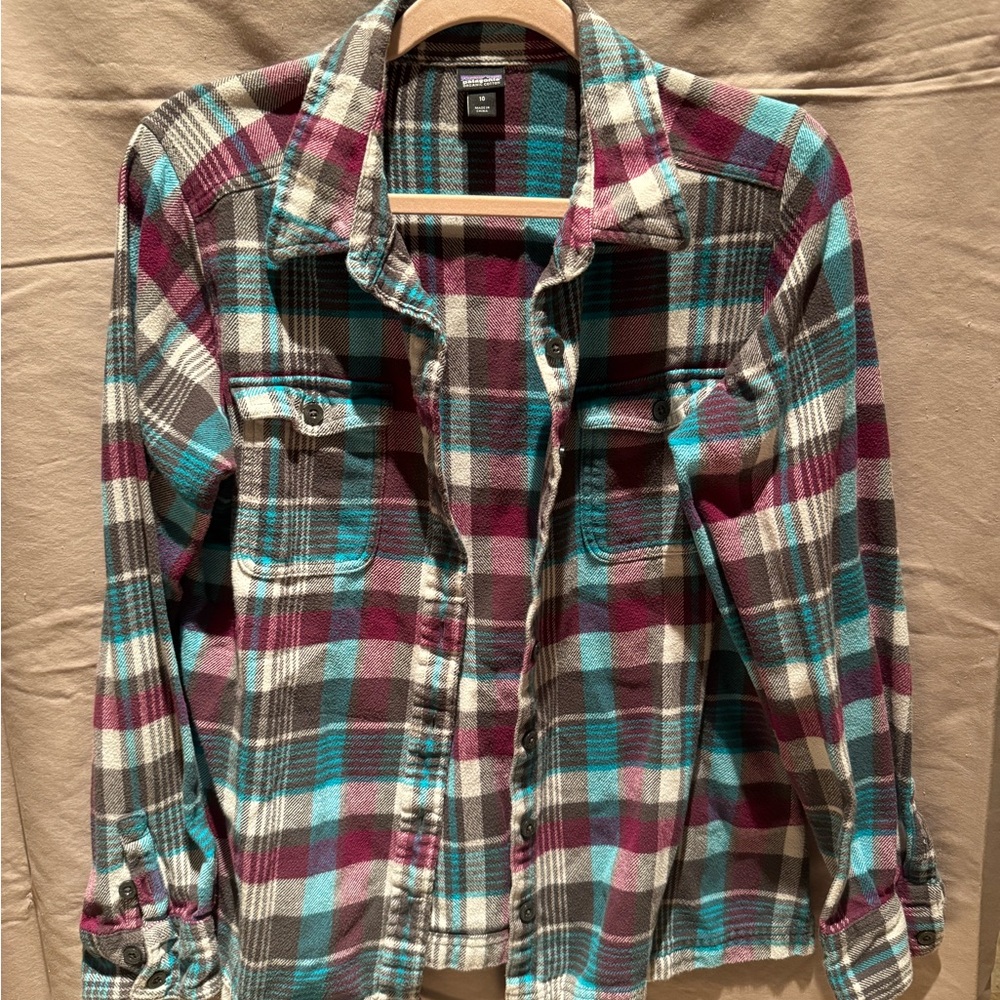 Patagonia Organic Cotton Plaid Shirt in Blue and Burgundy